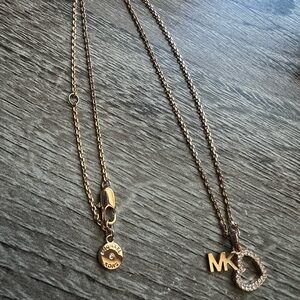 Michael Kors Rose Gold-Tone Logo Pendant Necklace